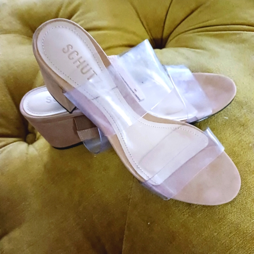 SCHUTZ Transparent and Beige Heels